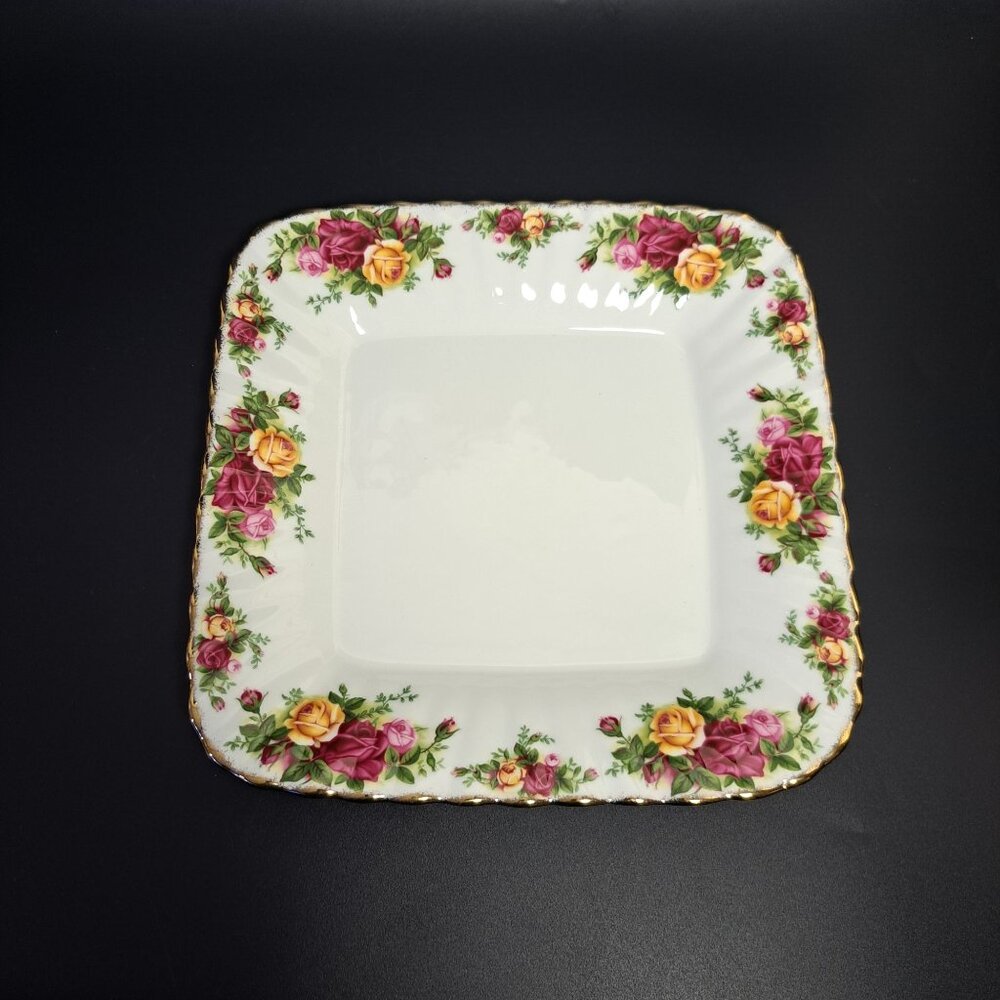 Royal Albert Old Country Roses Floral Square Tray Plate By Royal Doulton